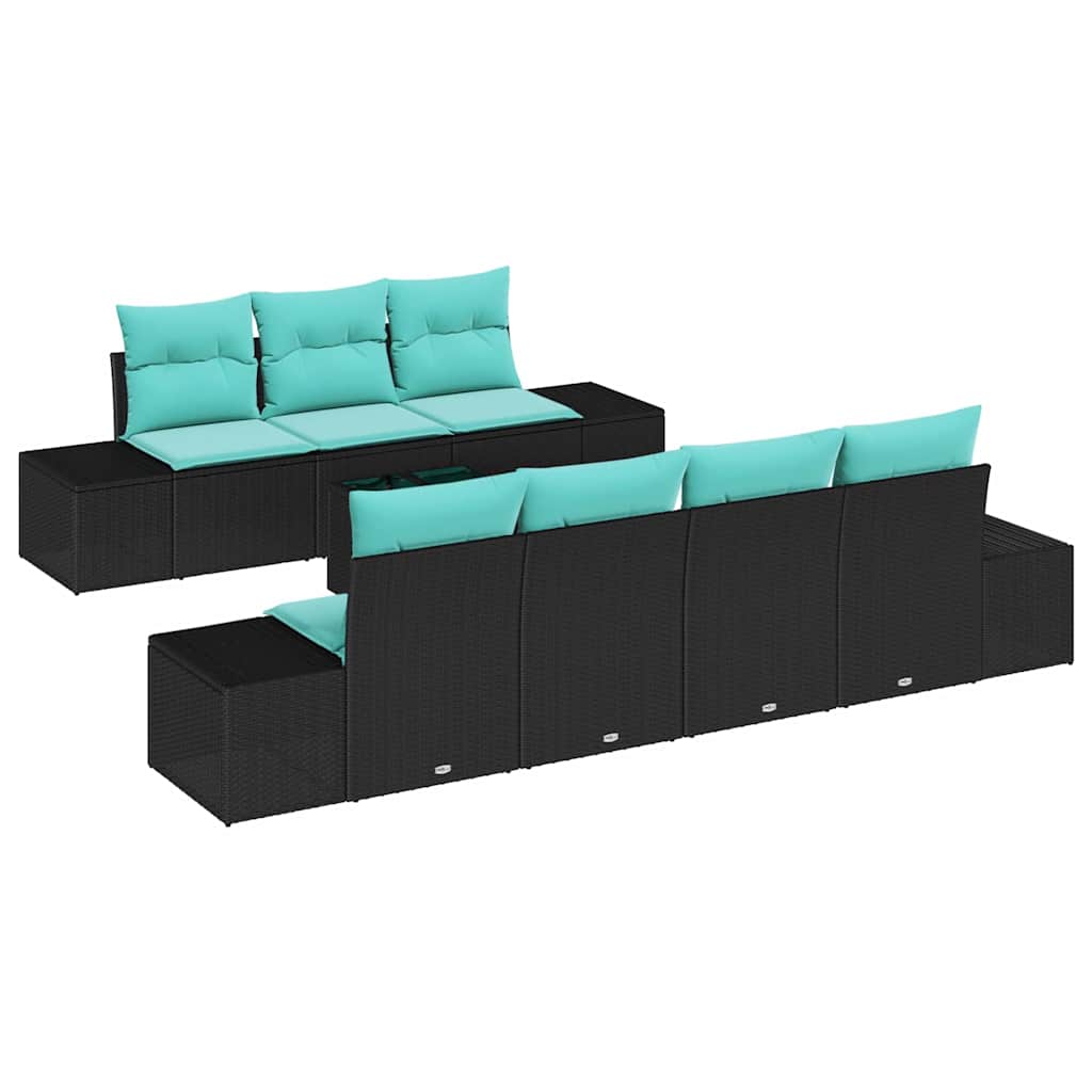 vidaXL Tuin Sofa Set 8 st Beige en Rood poly rattan