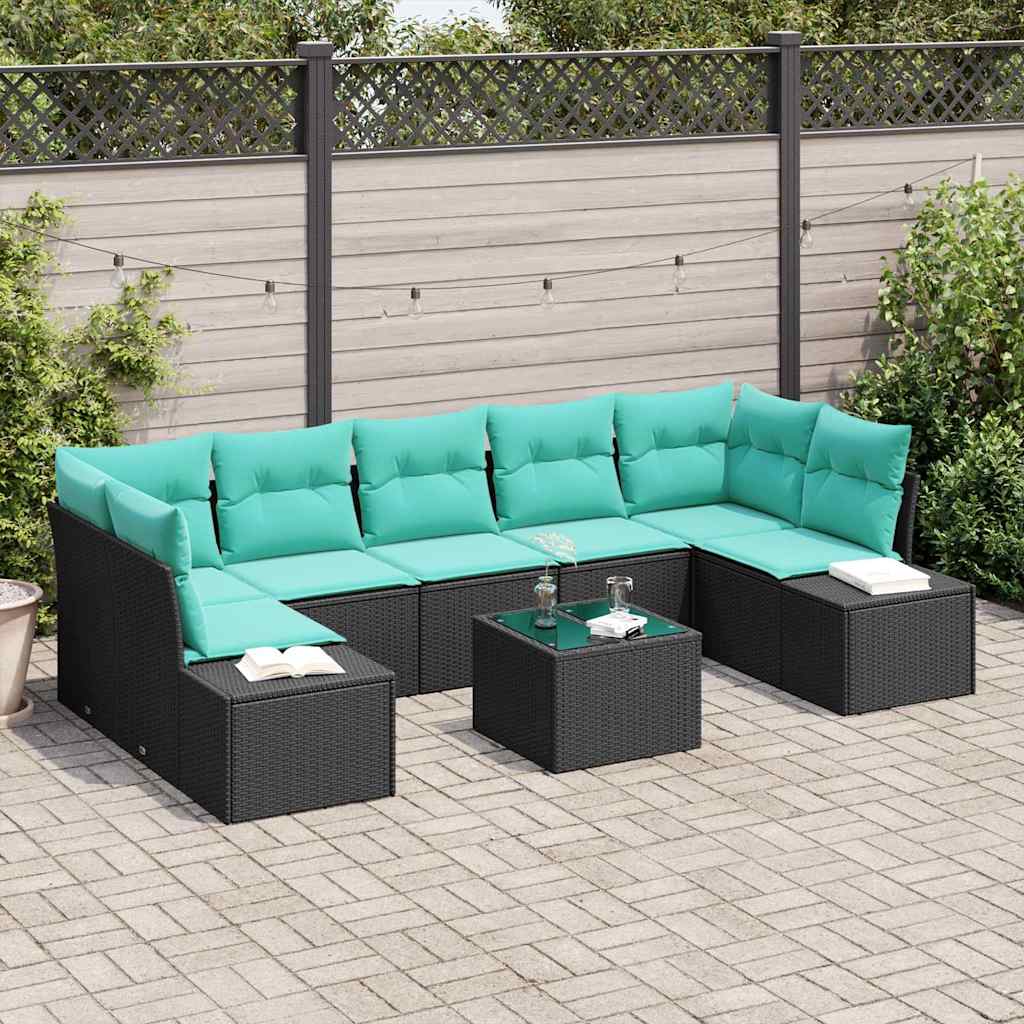 vidaXL Tuin Sofa Set 8 st Beige en Rood poly rattan