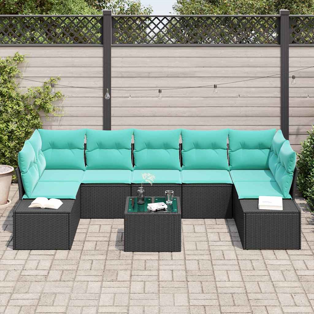 vidaXL Tuin Sofa Set 8 st Beige en Rood poly rattan