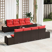 vidaXL Tuin Sofa Set 9 st Beige en Rood poly rattan