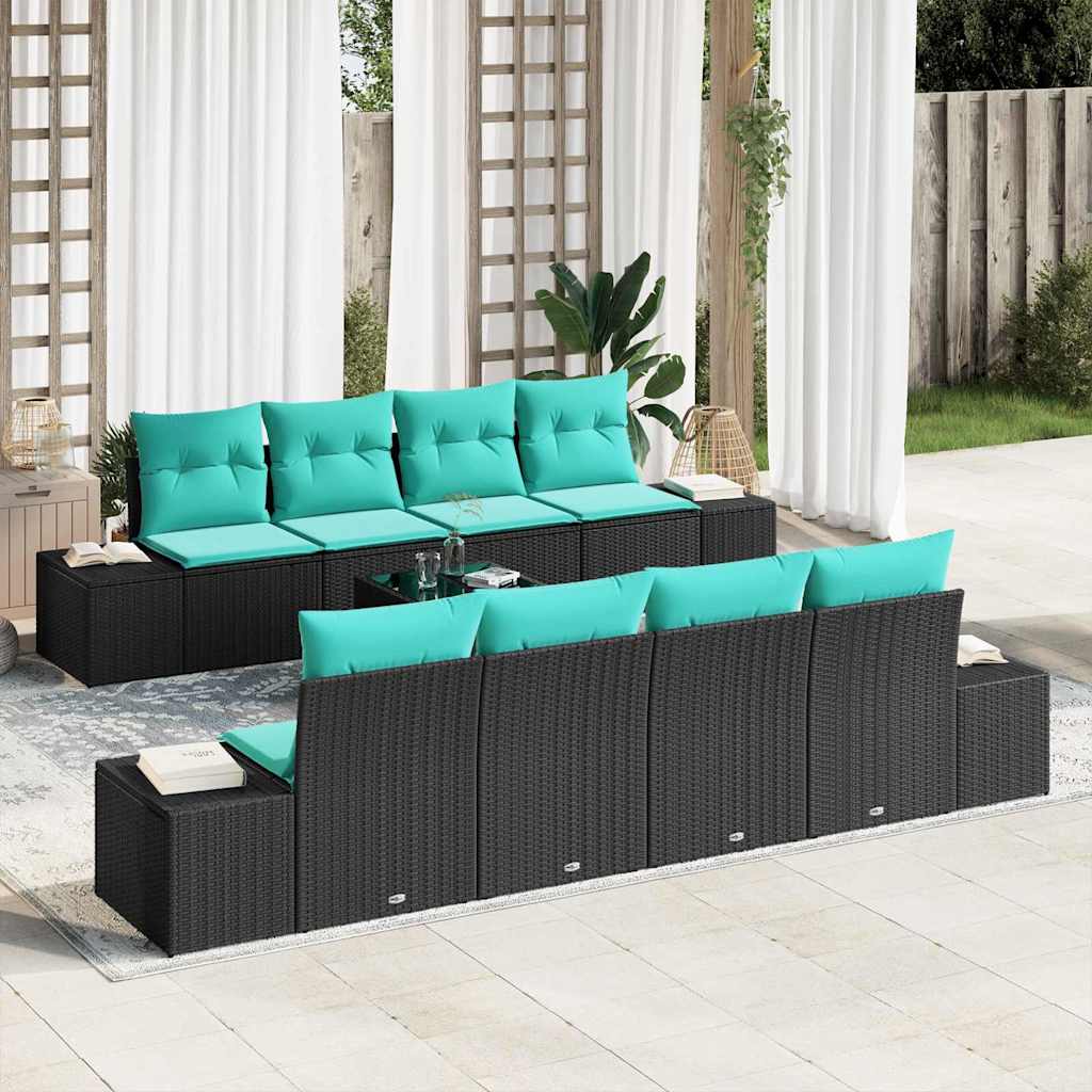 vidaXL Tuin Sofa Set 9 st Beige en Rood poly rattan