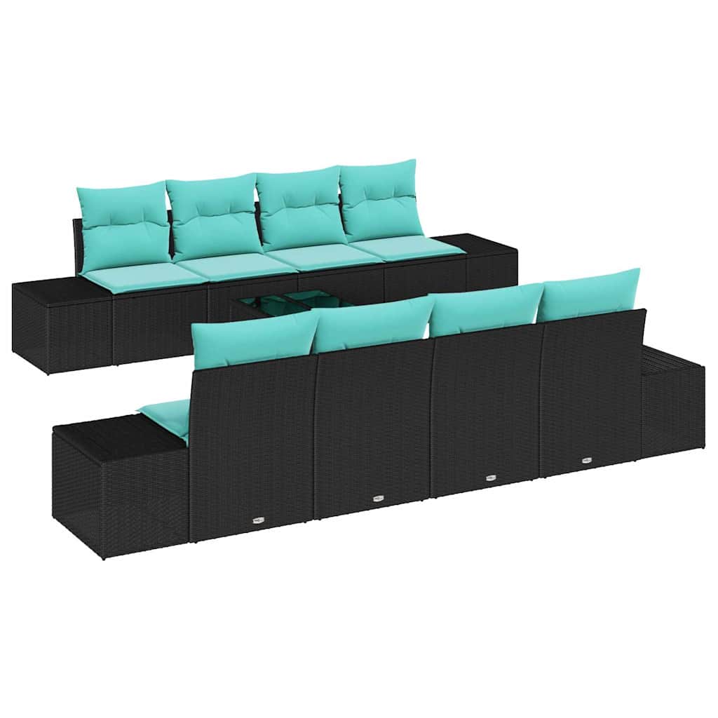 vidaXL Tuin Sofa Set 9 st Beige en Rood poly rattan