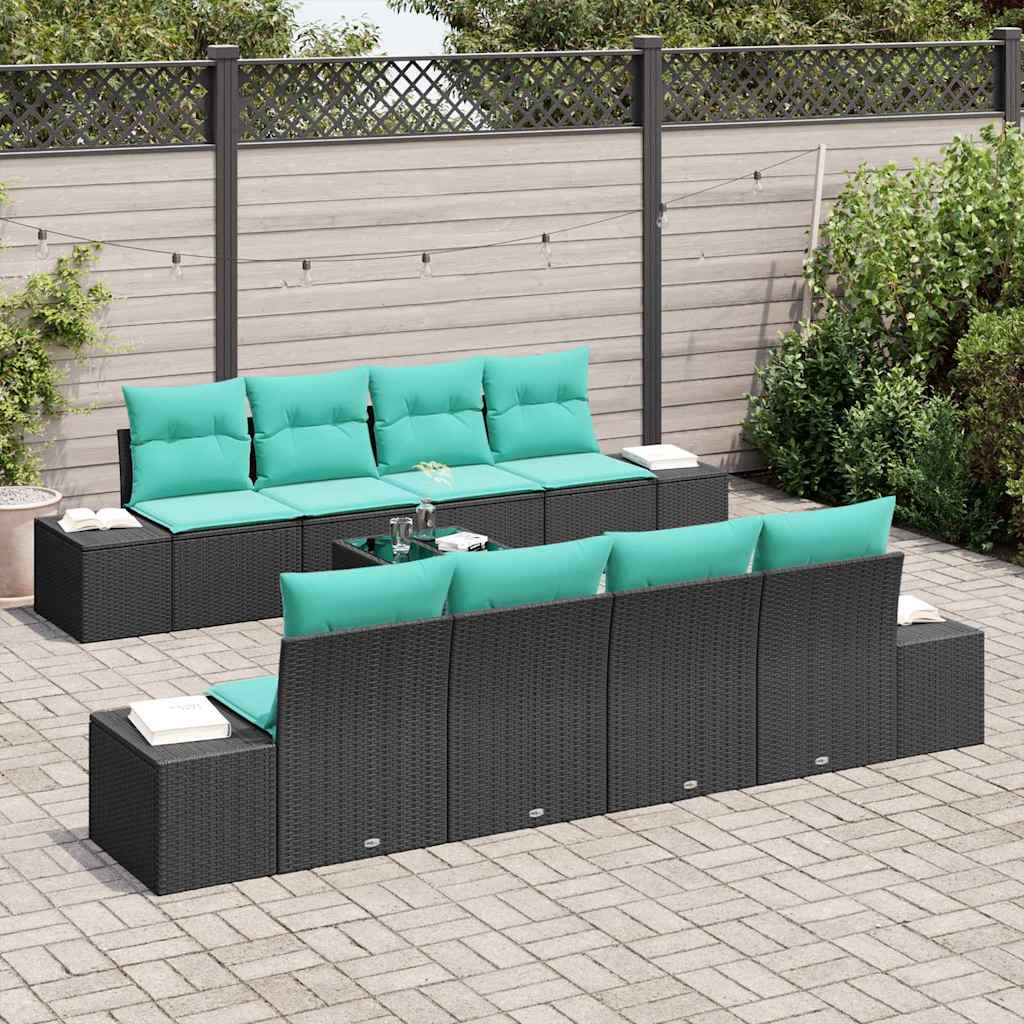 vidaXL Tuin Sofa Set 9 st Beige en Rood poly rattan