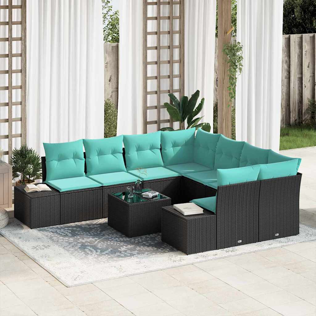 vidaXL Tuin Sofa Set 9 st Beige en Rood poly rattan
