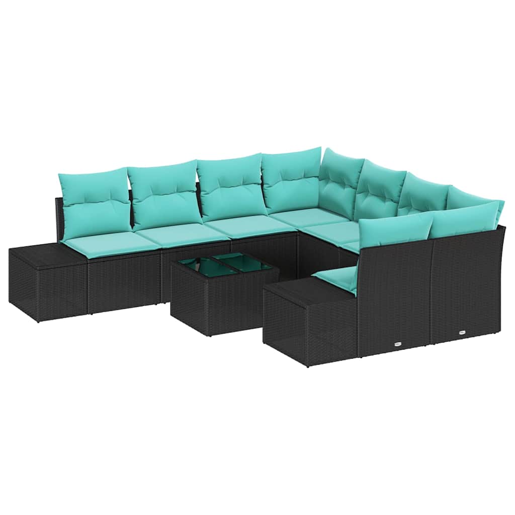 vidaXL Tuin Sofa Set 9 st Beige en Rood poly rattan