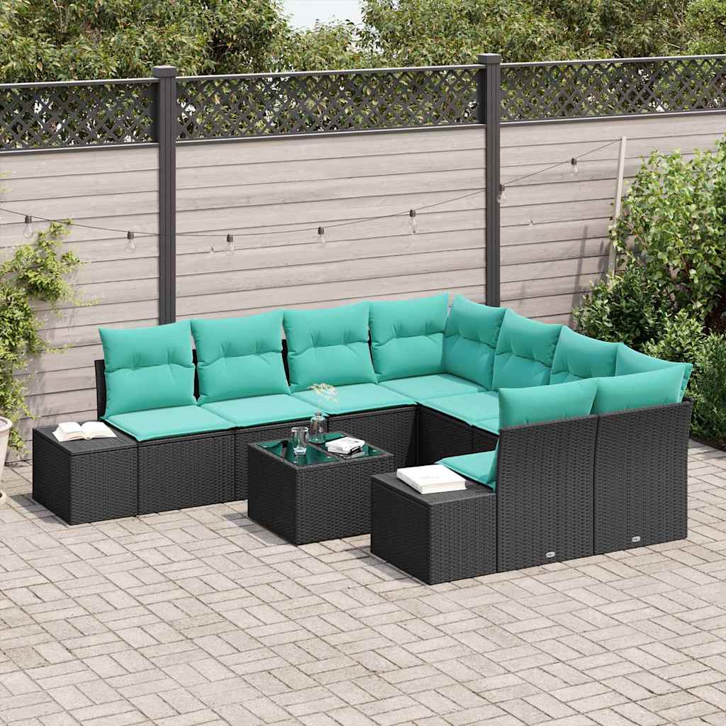 vidaXL Tuin Sofa Set 9 st Beige en Rood poly rattan
