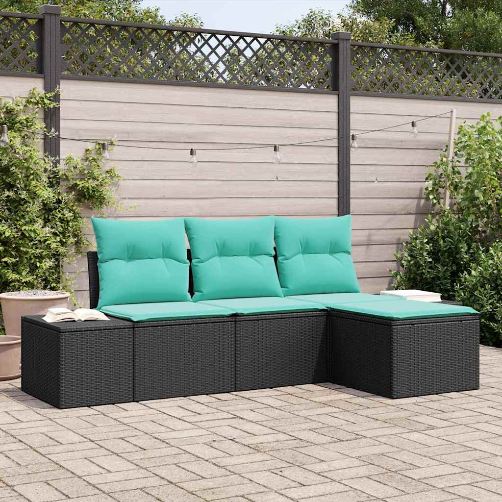 vidaXL Tuin Sofa Set 4 st Bruin en Rood poly rattan
