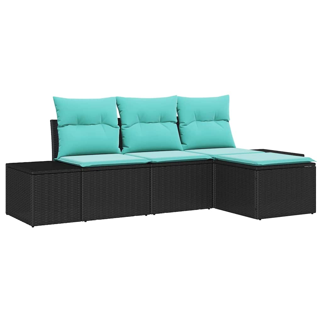 vidaXL Tuin Sofa Set 4 st Bruin en Rood poly rattan