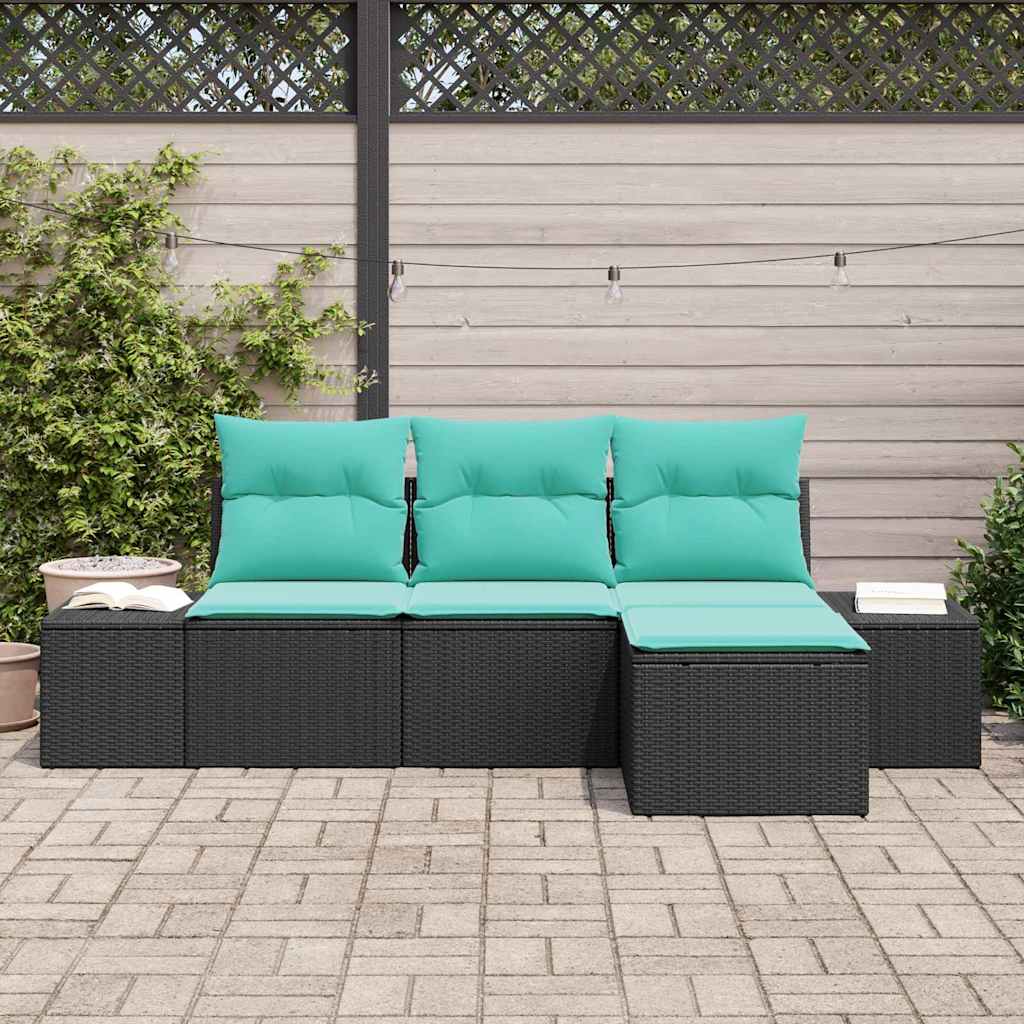 vidaXL Tuin Sofa Set 4 st Bruin en Rood poly rattan