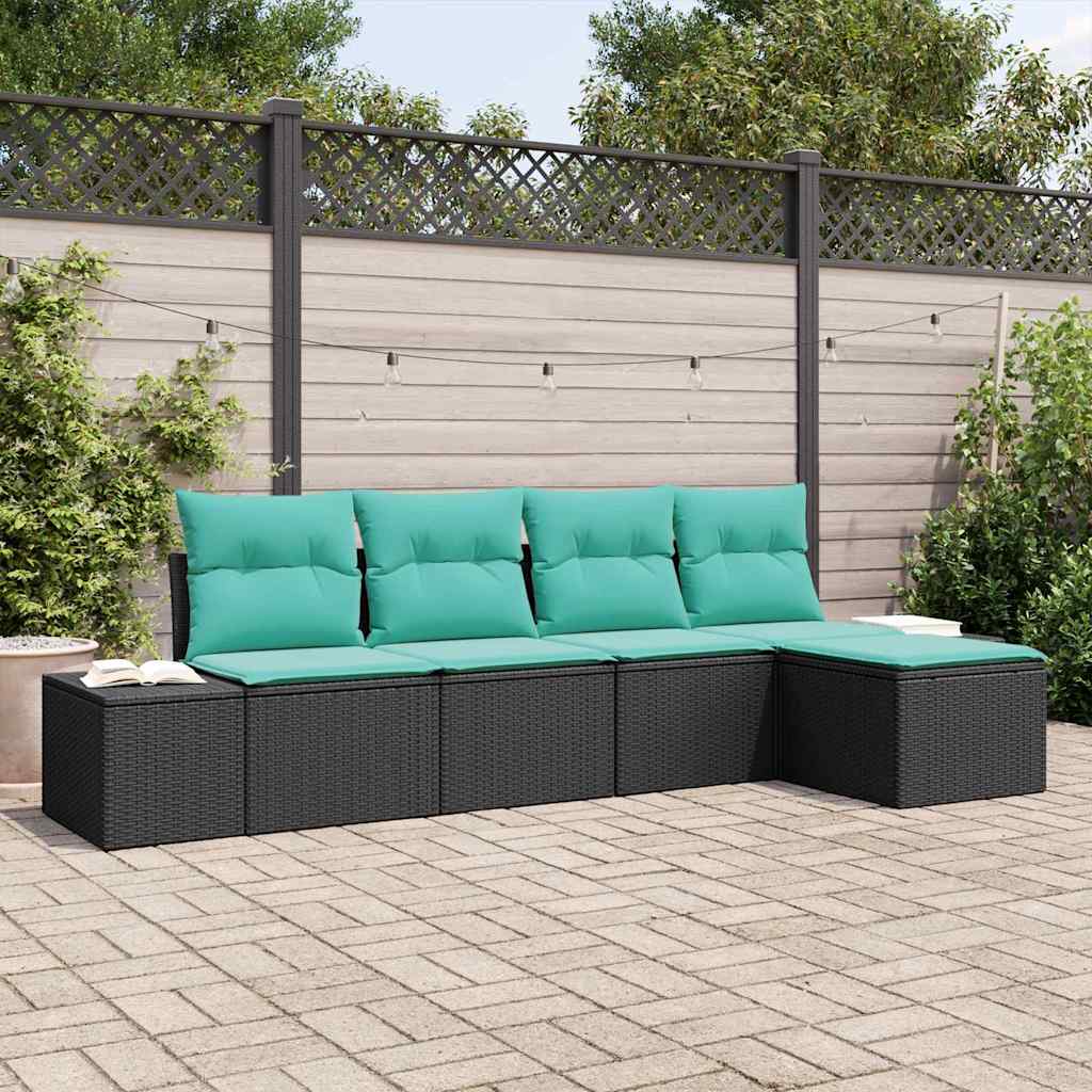 vidaXL Tuin Sofa Set 5 st Bruin en Rood poly rattan