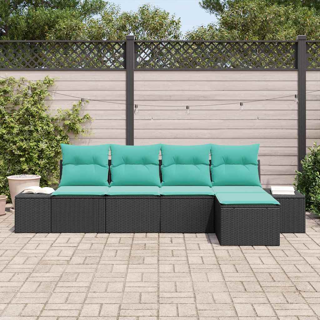 vidaXL Tuin Sofa Set 5 st Bruin en Rood poly rattan