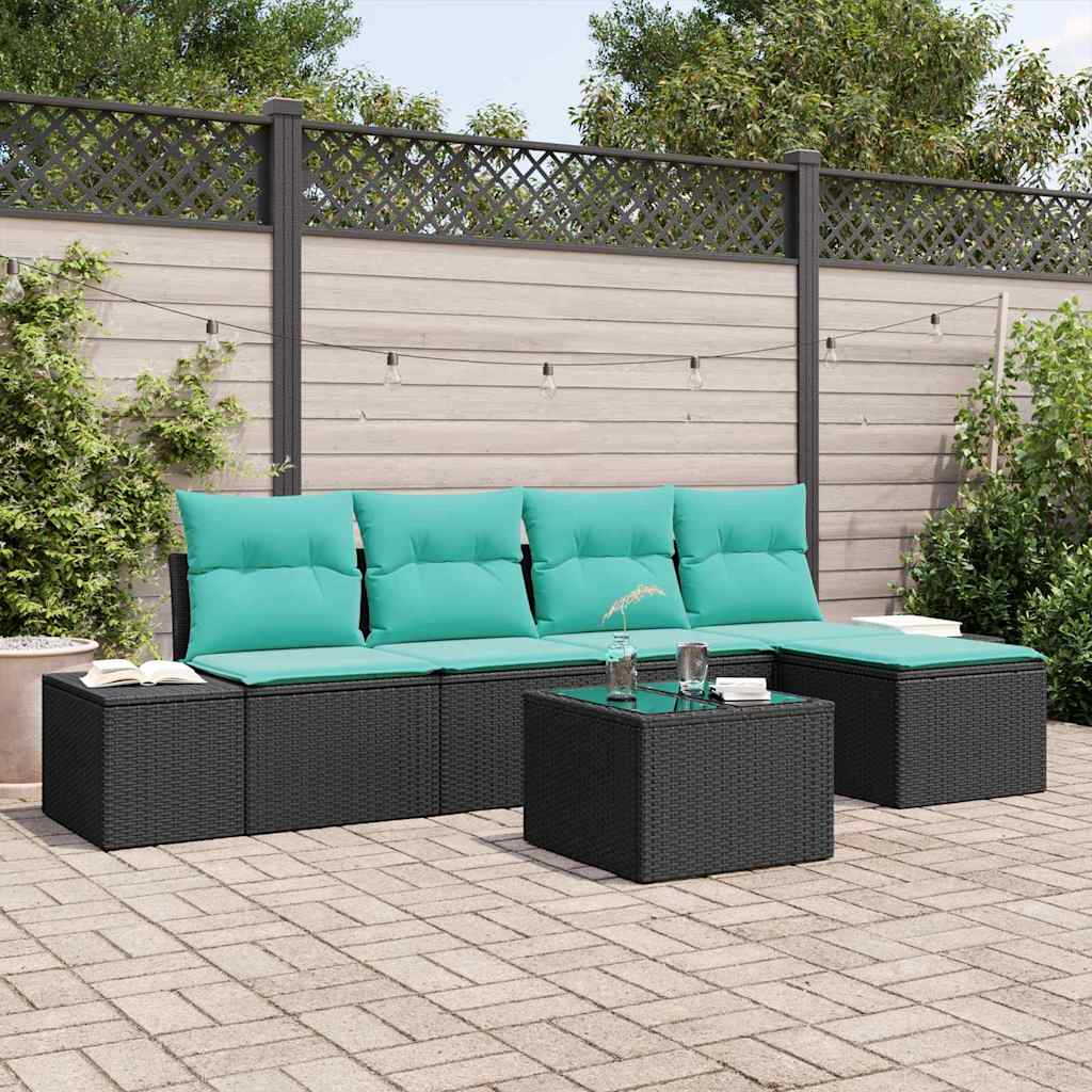 vidaXL Tuin Sofa Set 5 st Bruin en Rood poly rattan