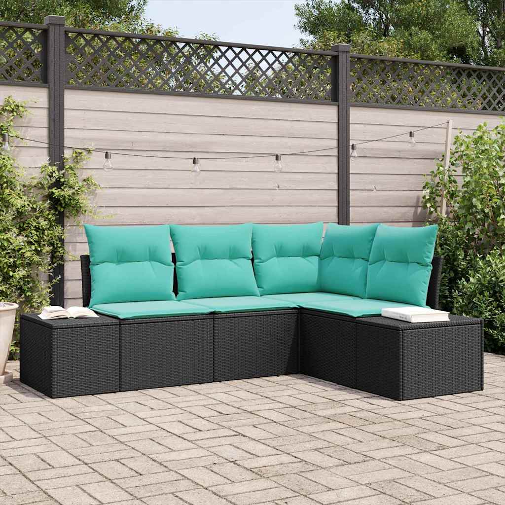 vidaXL Tuinbankenset 4 st Bruin en Rood poly rattan