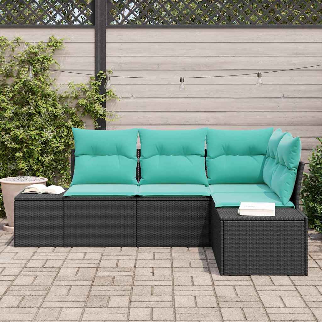 vidaXL Tuinbankenset 4 st Bruin en Rood poly rattan