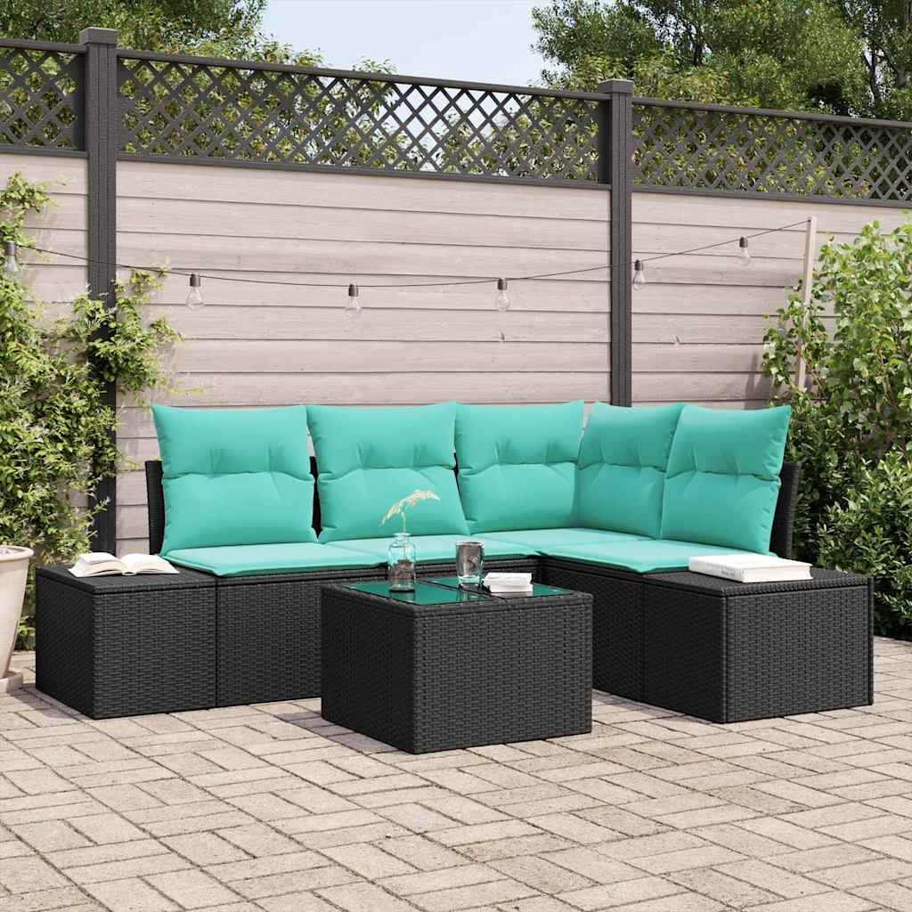 vidaXL Tuinbankenset 4 st Bruin en Rood poly rattan
