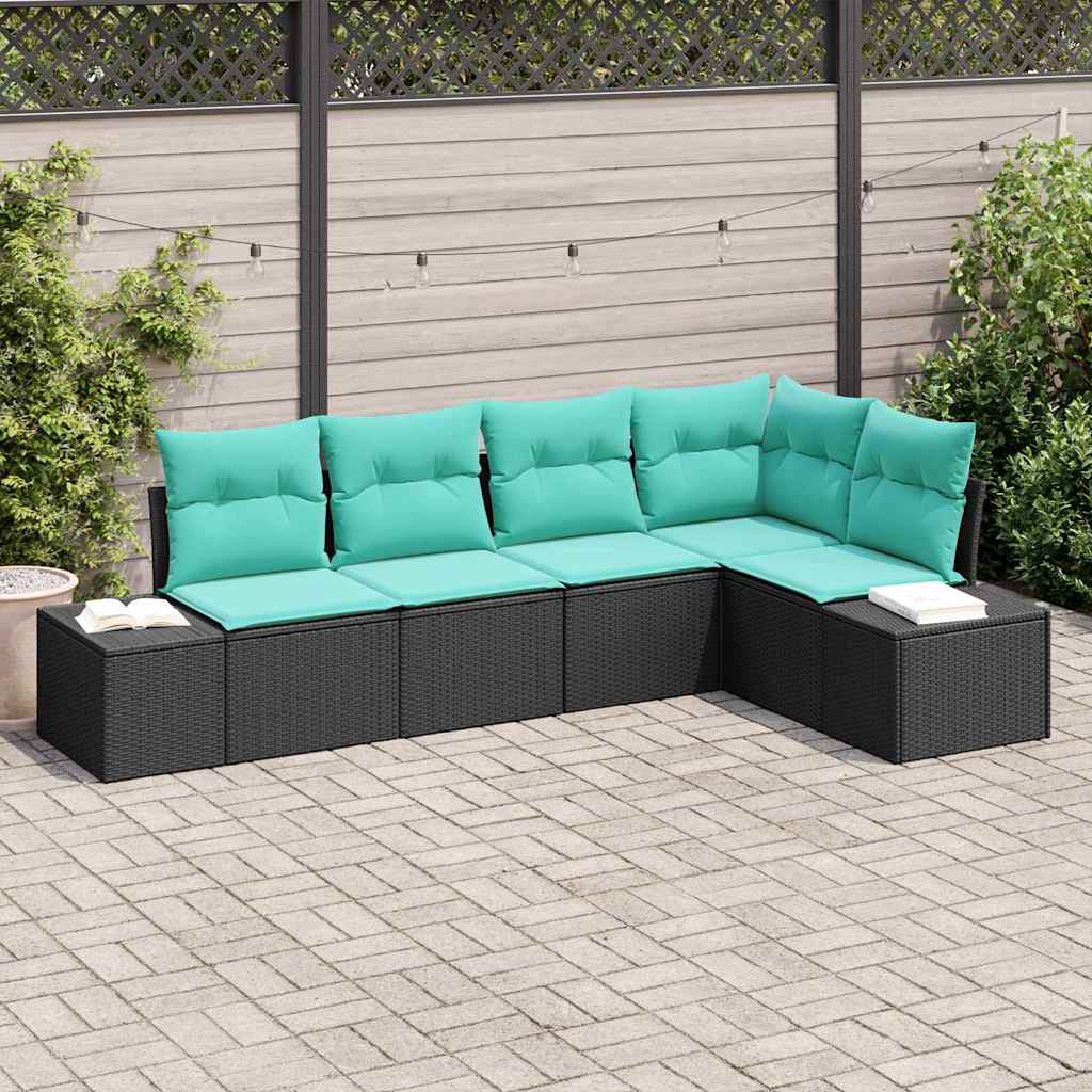 vidaXL Tuinbankenset 5 st Bruin en Rood poly rattan