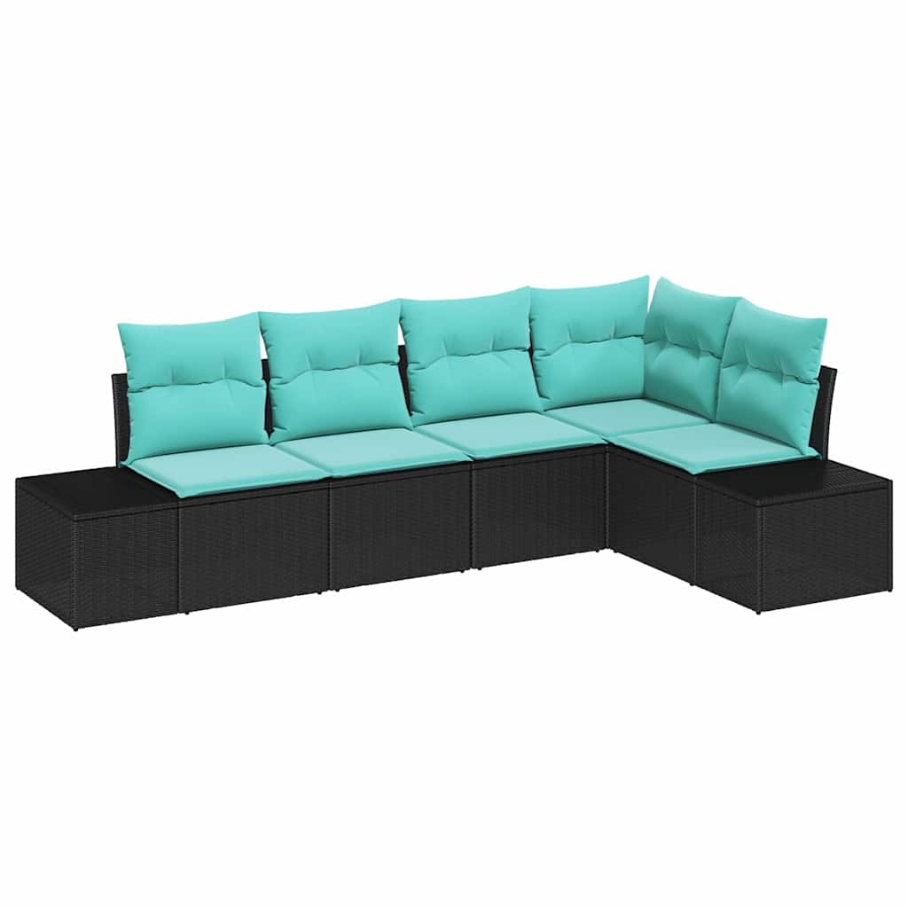 vidaXL Tuinbankenset 5 st Bruin en Rood poly rattan