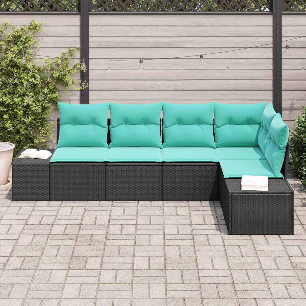 vidaXL Tuinbankenset 5 st Bruin en Rood poly rattan