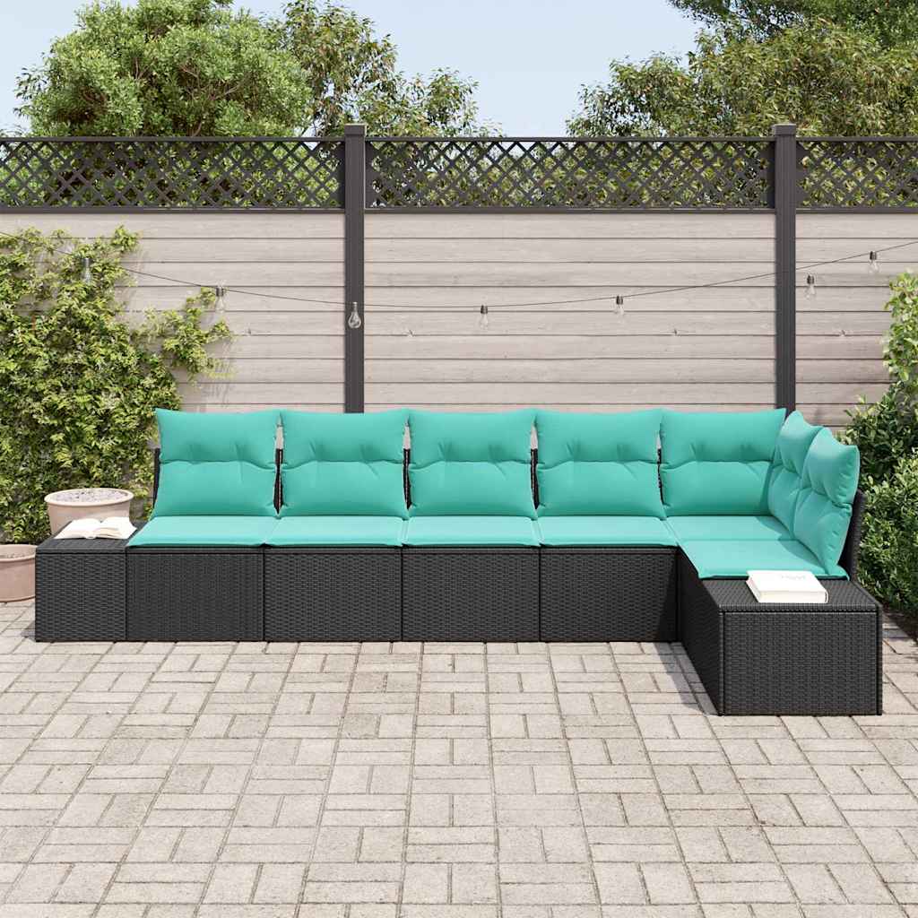 vidaXL Tuinbankenset 6 st Bruin en Rood poly rattan