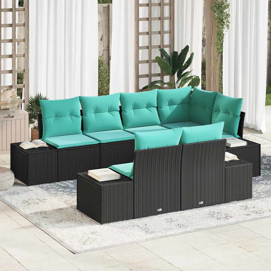 vidaXL Tuinbankenset 7 st Bruin en Rood poly rattan