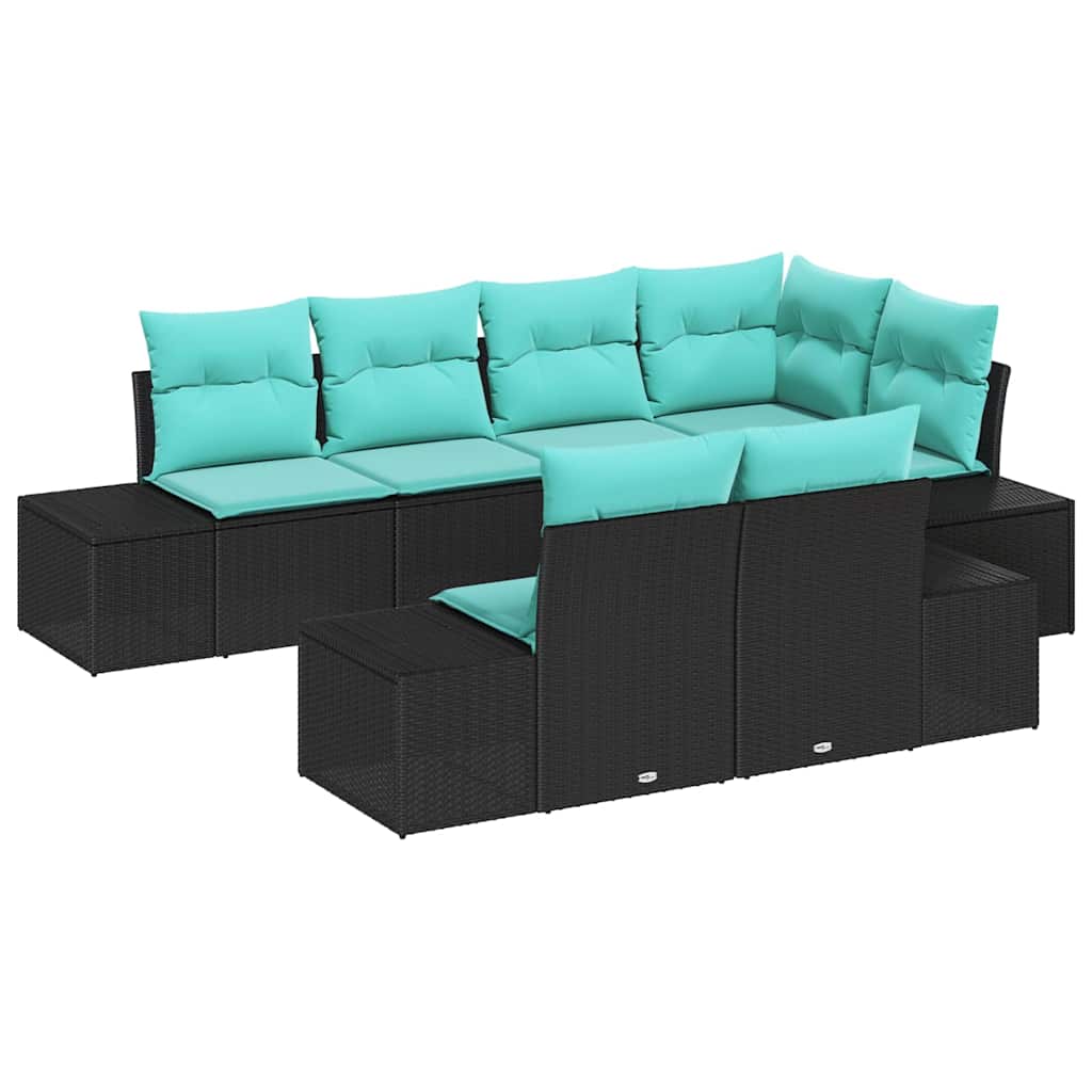 vidaXL Tuinbankenset 7 st Bruin en Rood poly rattan