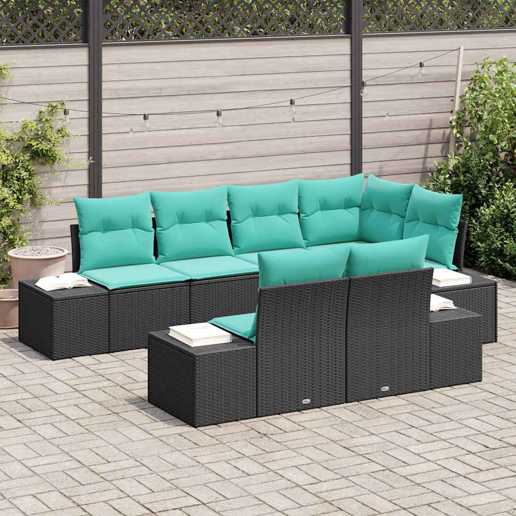 vidaXL Tuinbankenset 7 st Bruin en Rood poly rattan