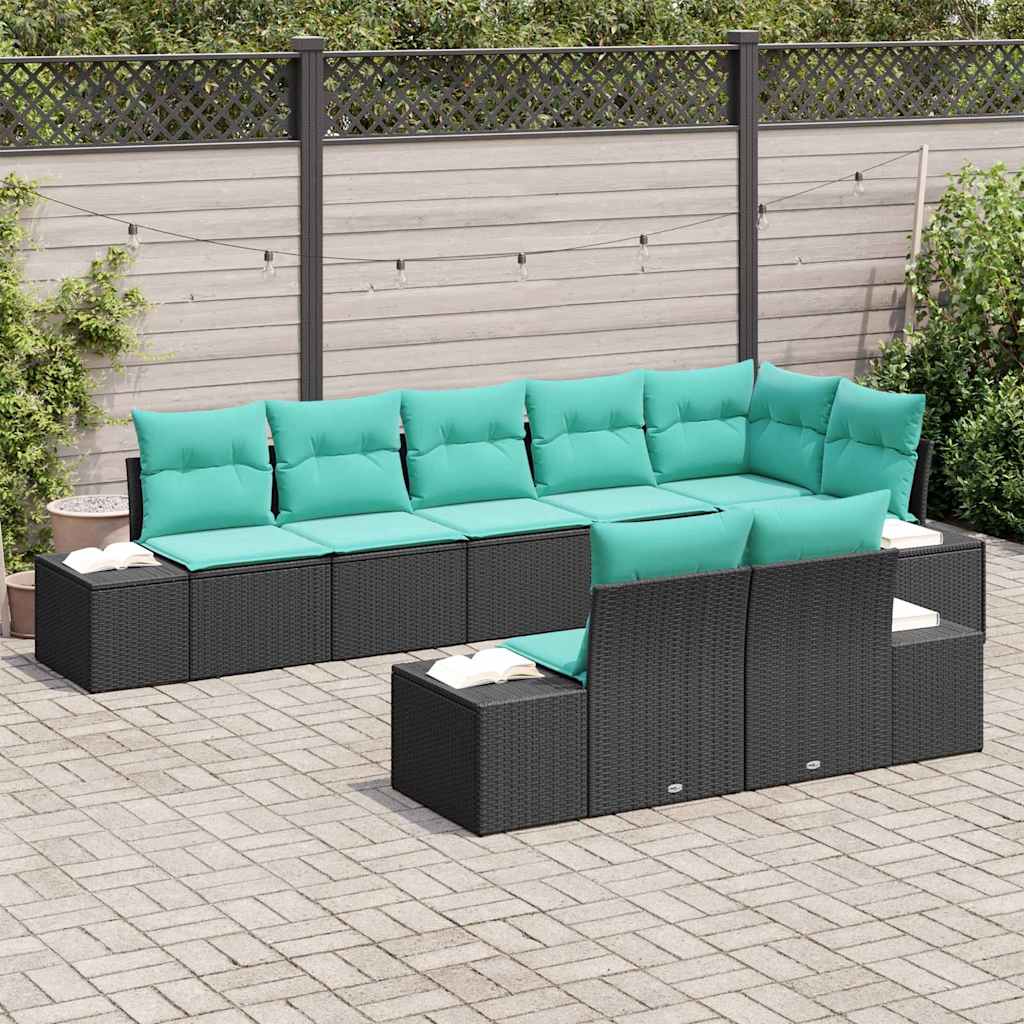vidaXL Tuinbankenset 8 st Bruin en Rood Poly riet