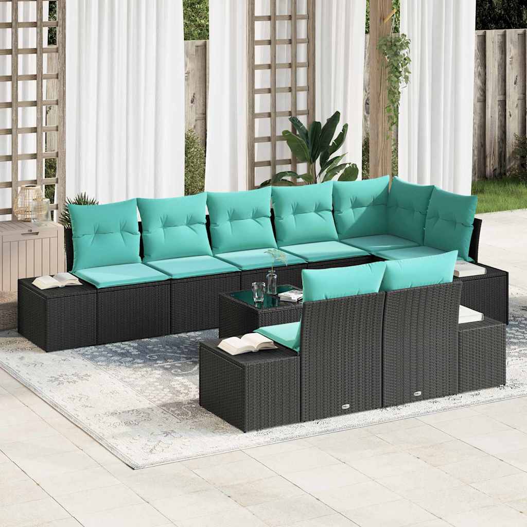 vidaXL Tuinbankenset 8 st Bruin en Rood Poly riet