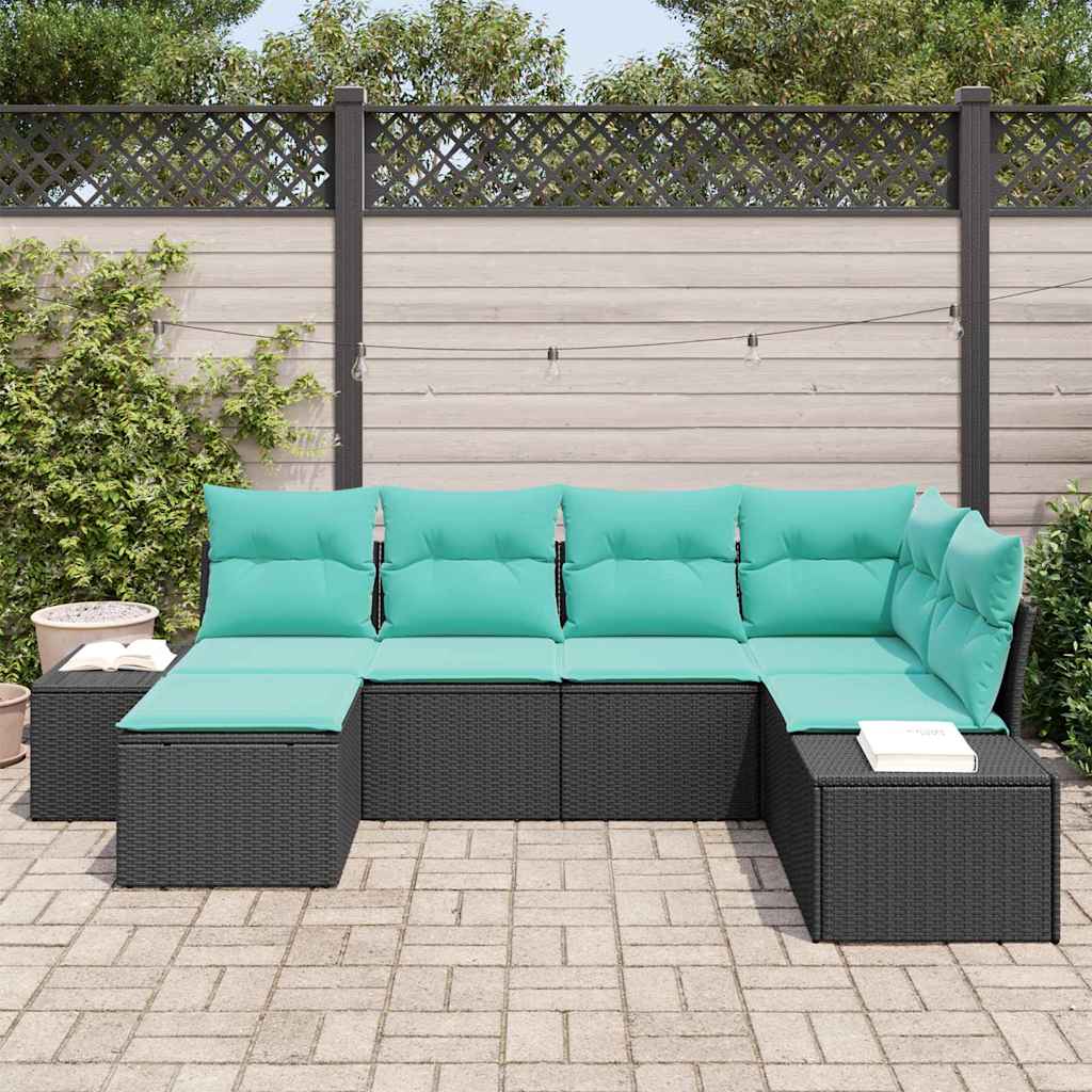vidaXL Tuin Sofa Set 6 st Bruin en Rood poly rattan