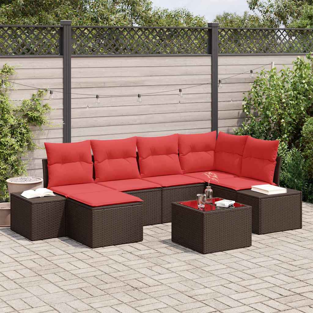 vidaXL Tuin Sofa Set 6 st Bruin en Rood poly rattan