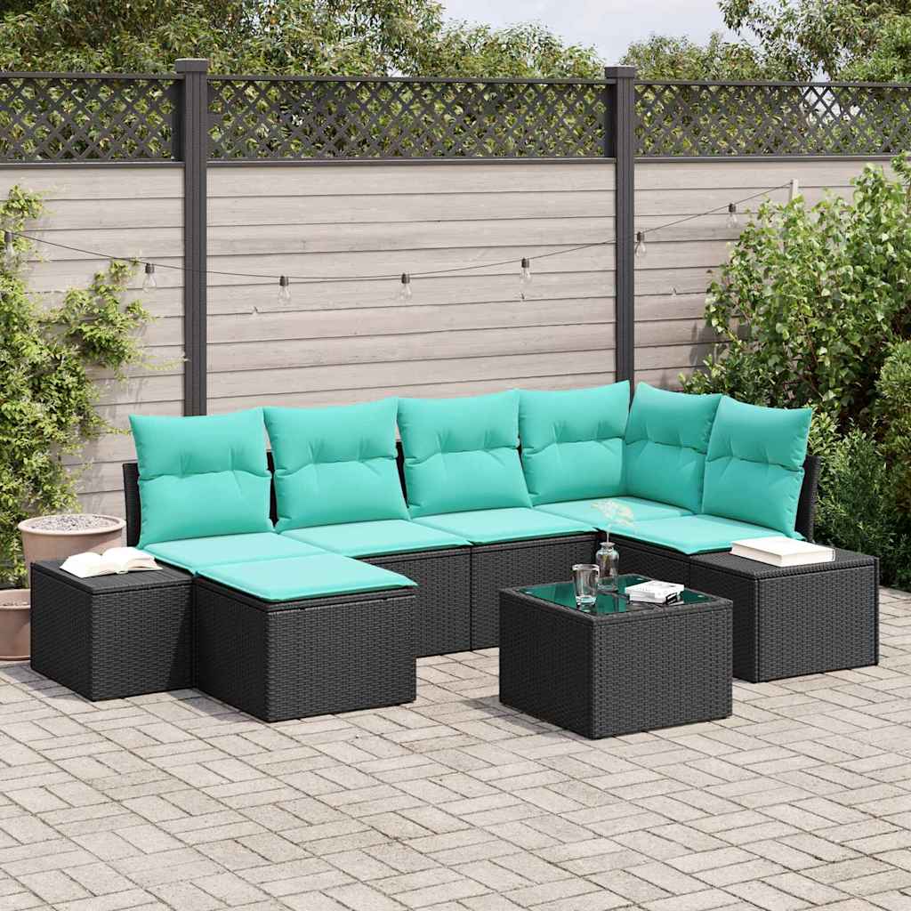 vidaXL Tuin Sofa Set 6 st Bruin en Rood poly rattan