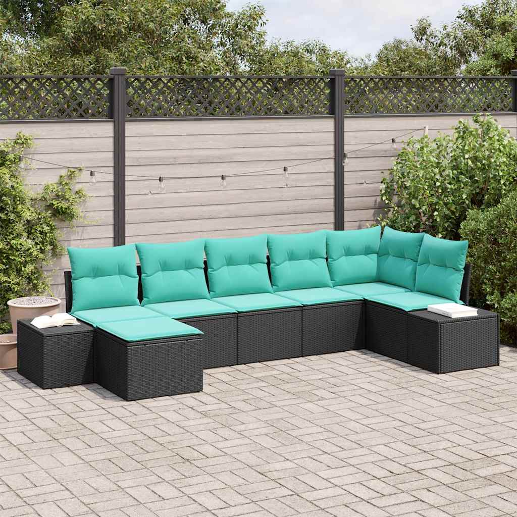 vidaXL Tuin Sofa Set 7 st Bruin en Rood poly rattan