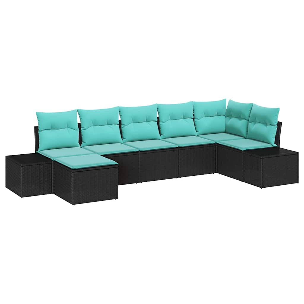 vidaXL Tuin Sofa Set 7 st Bruin en Rood poly rattan