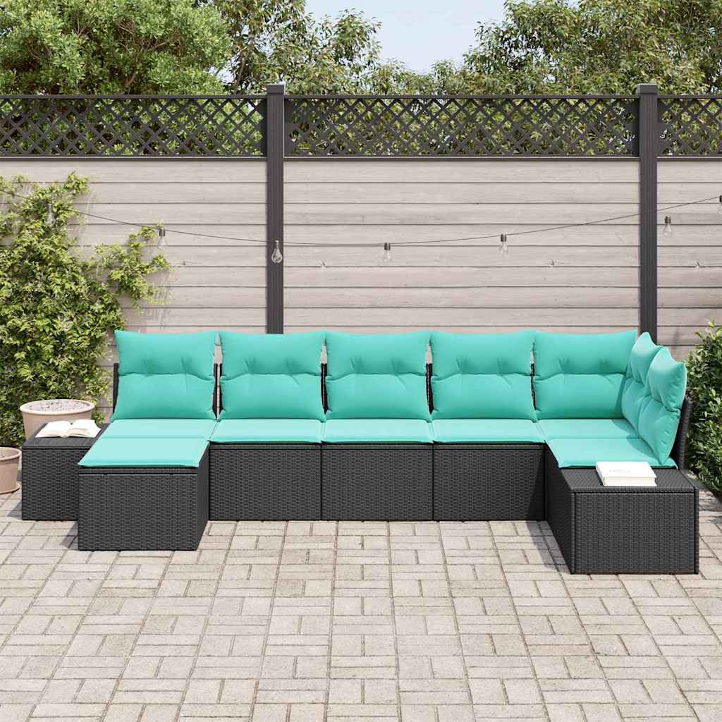 vidaXL Tuin Sofa Set 7 st Bruin en Rood poly rattan