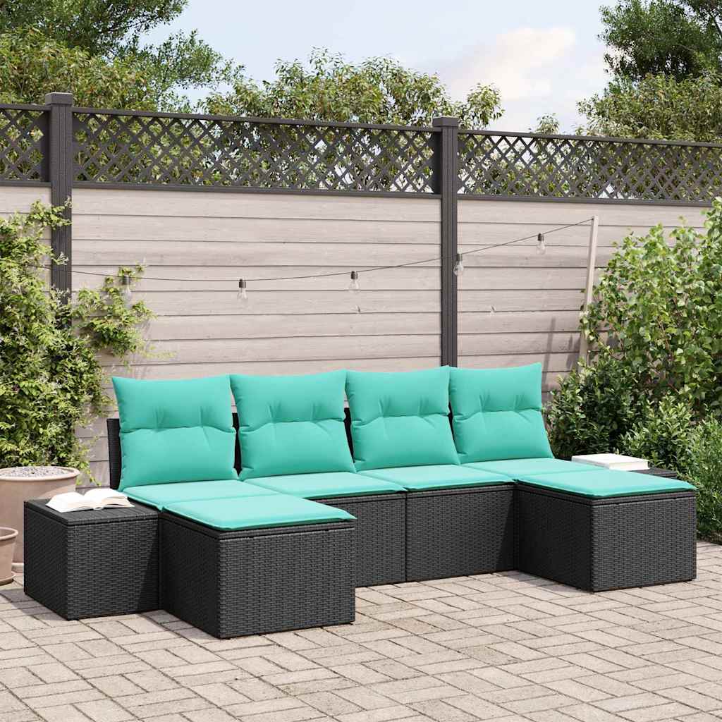 vidaXL Tuin Sofa Set 4 st Bruin en Rood poly rattan