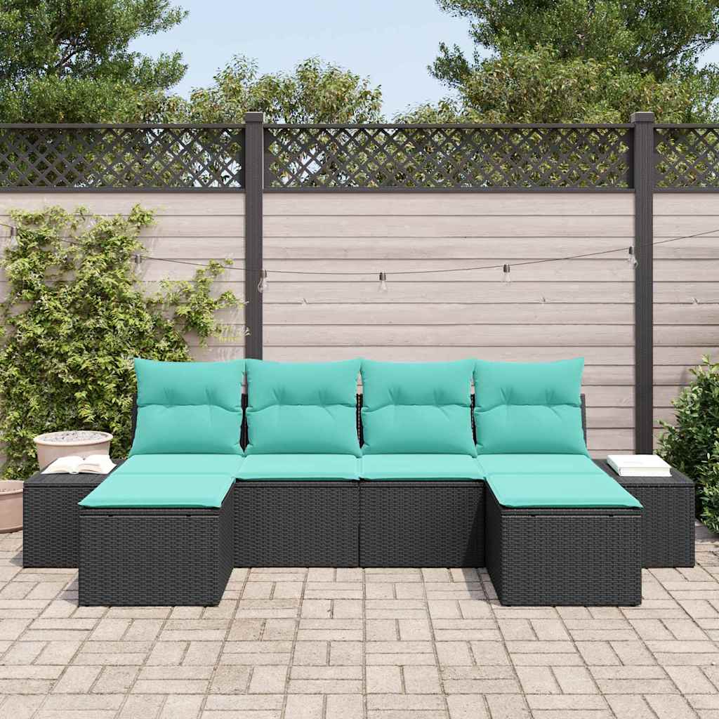 vidaXL Tuin Sofa Set 4 st Bruin en Rood poly rattan