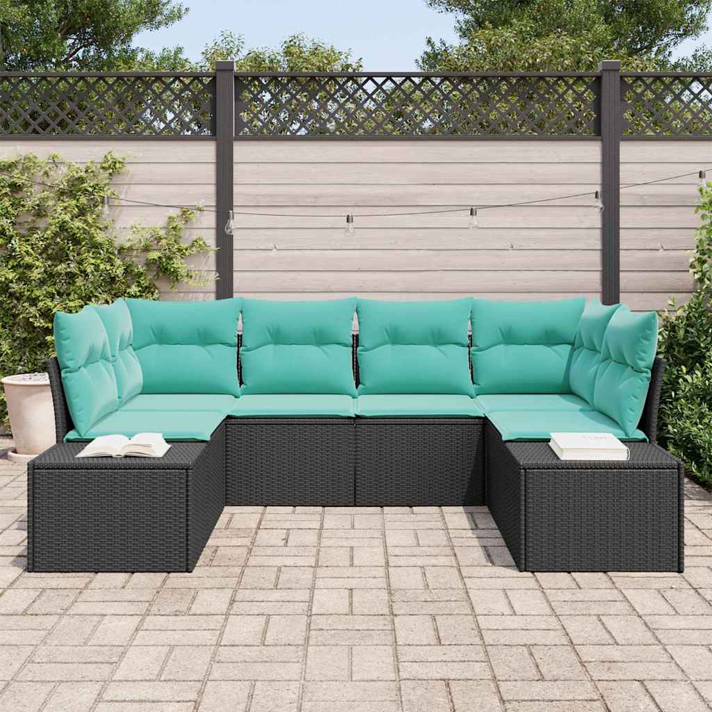 vidaXL Tuinbankenset 6 st 6-Aantal zitplaatsen Bruin en Rood Poly riet