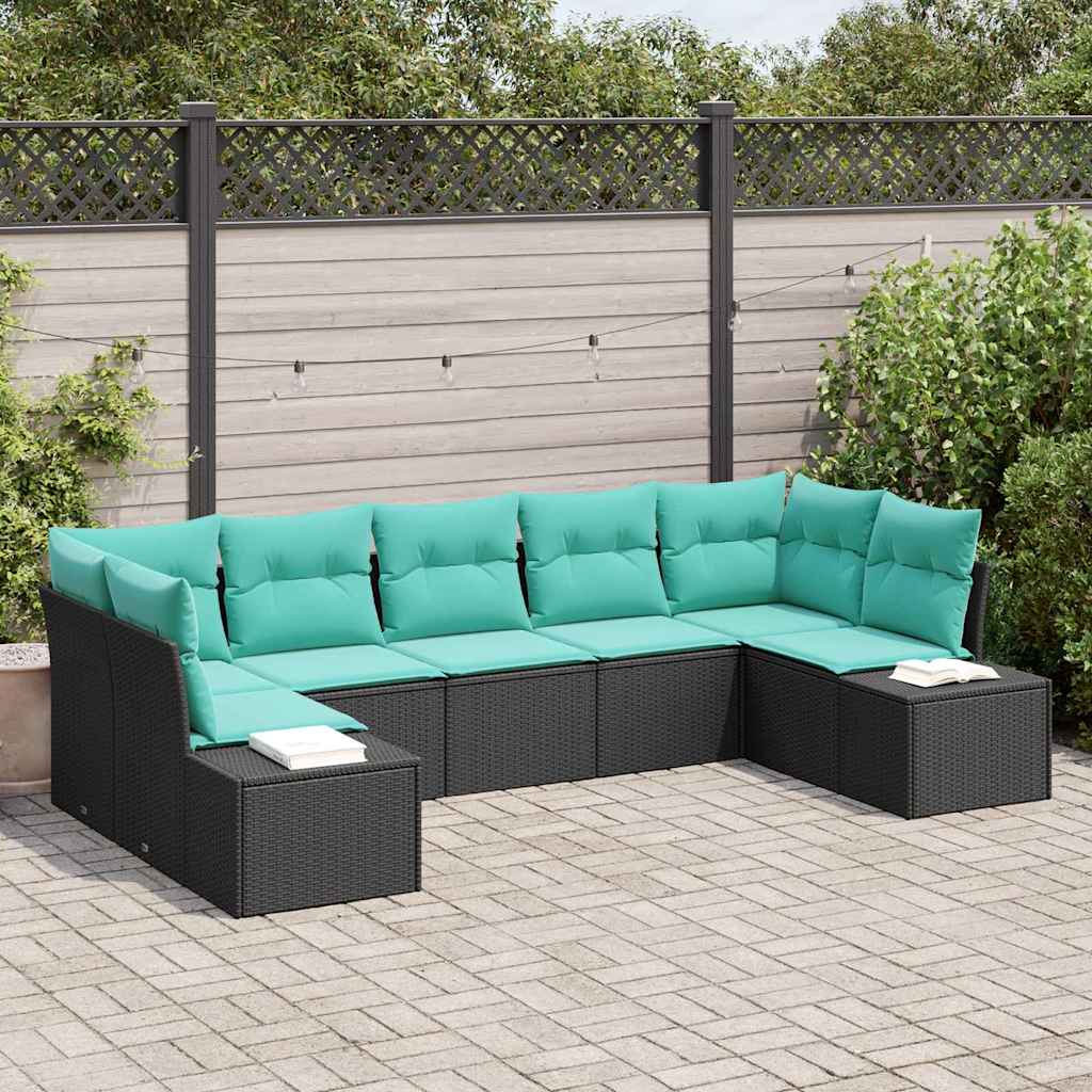 vidaXL Tuinbankenset 7 st 7-Aantal zitplaatsen Bruin en Rood Poly riet