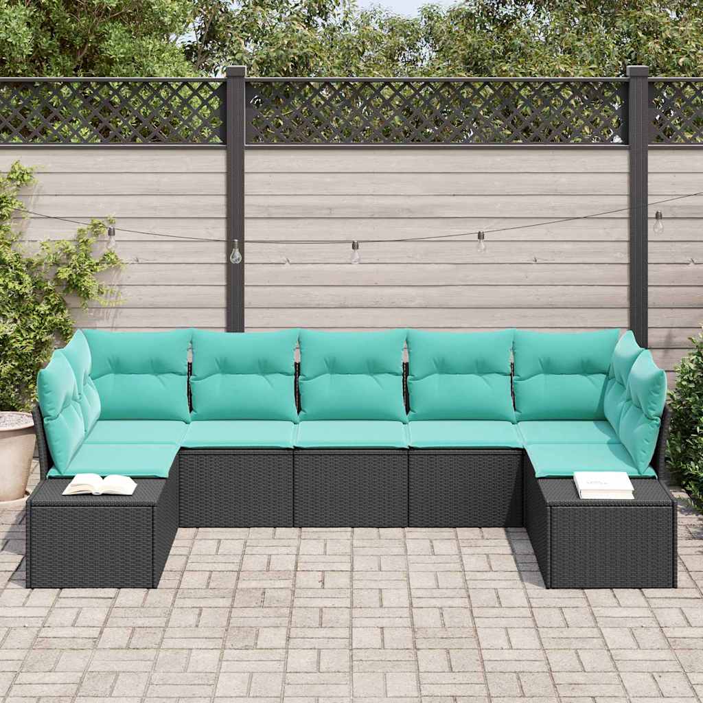 vidaXL Tuinbankenset 7 st 7-Aantal zitplaatsen Bruin en Rood Poly riet