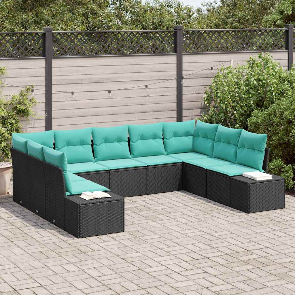 vidaXL Tuinbankenset 9 st 8-Aantal zitplaatsen Bruin en Rood