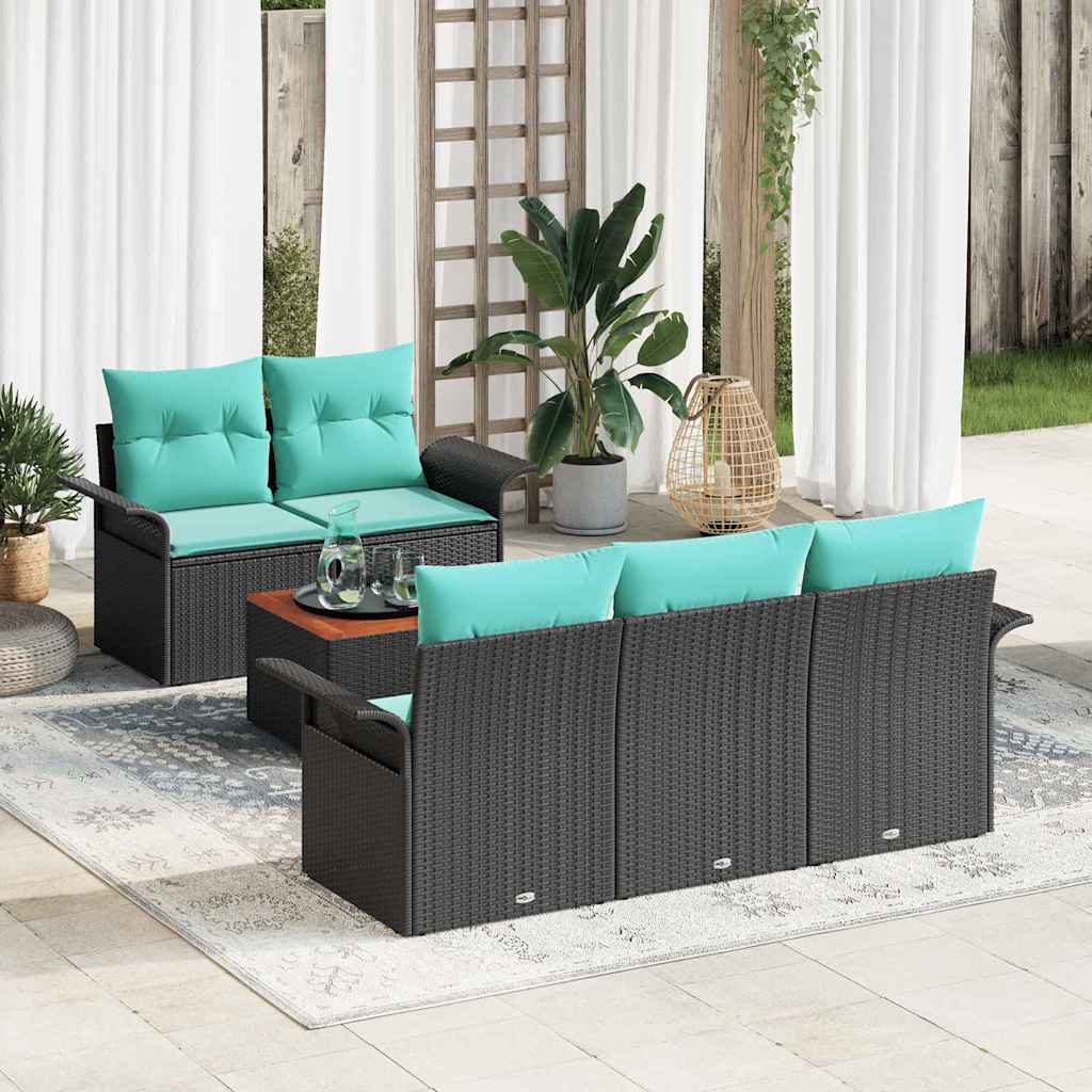 vidaXL Tuinbankenset met opslag 6 pcs Grijs en Marineblauw poly rattan