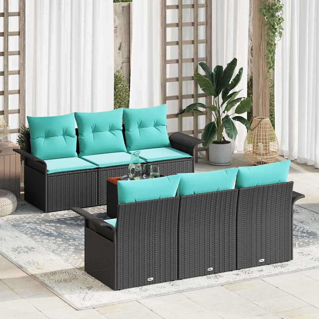 vidaXL Tuinbankenset met opslag 7 pcs Grijs en Marineblauw poly rattan