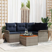 vidaXL Tuinbankenset met opslag 5 pcs Grijs en Marineblauw poly rattan