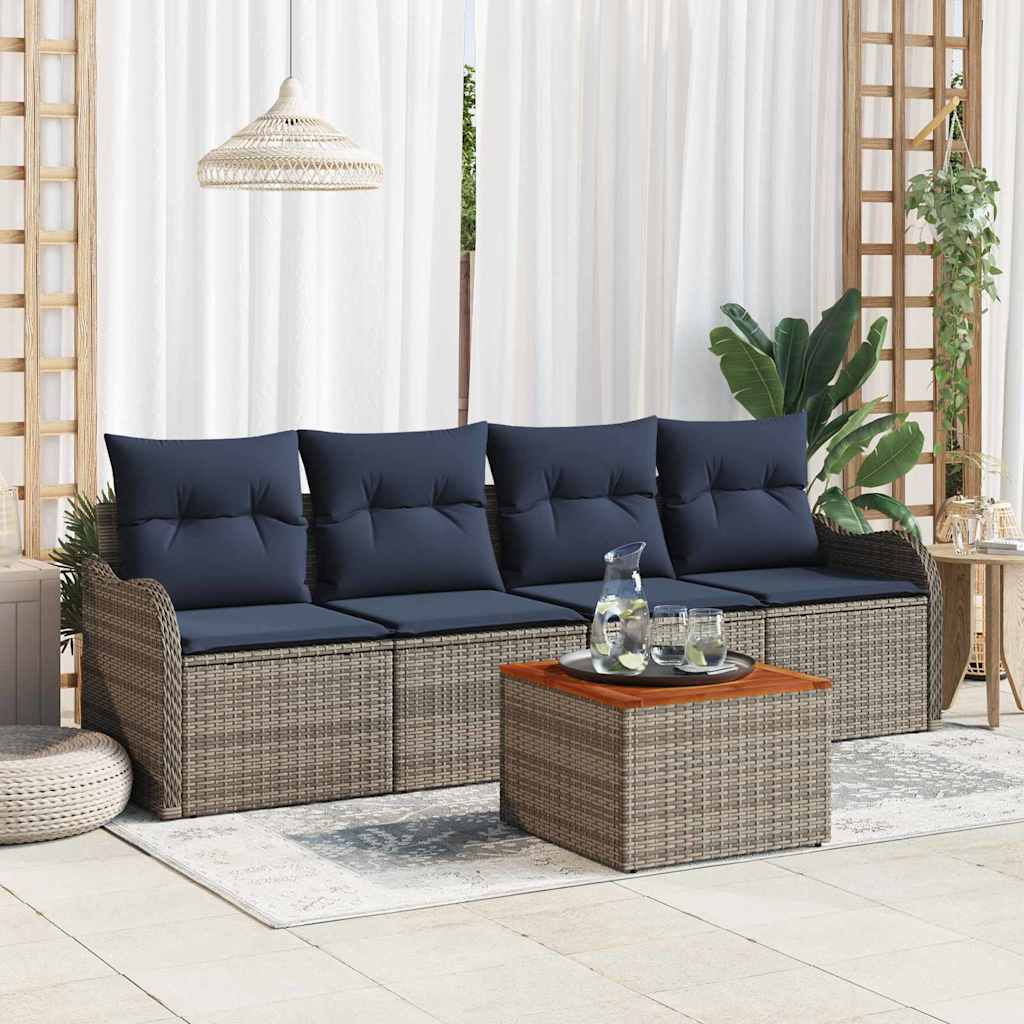 vidaXL Tuinbankenset 5 st 4-Aantal zitplaatsen Grijs en Marineblauw