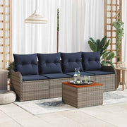 vidaXL Tuinbankenset 5 st 4-Aantal zitplaatsen Grijs en Marineblauw