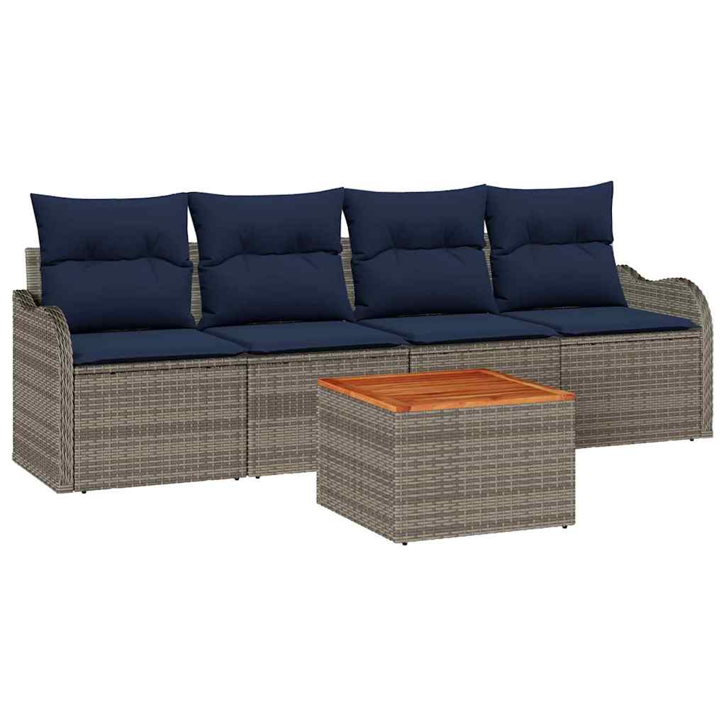 vidaXL Tuinbankenset 5 st 4-Aantal zitplaatsen Grijs en Marineblauw