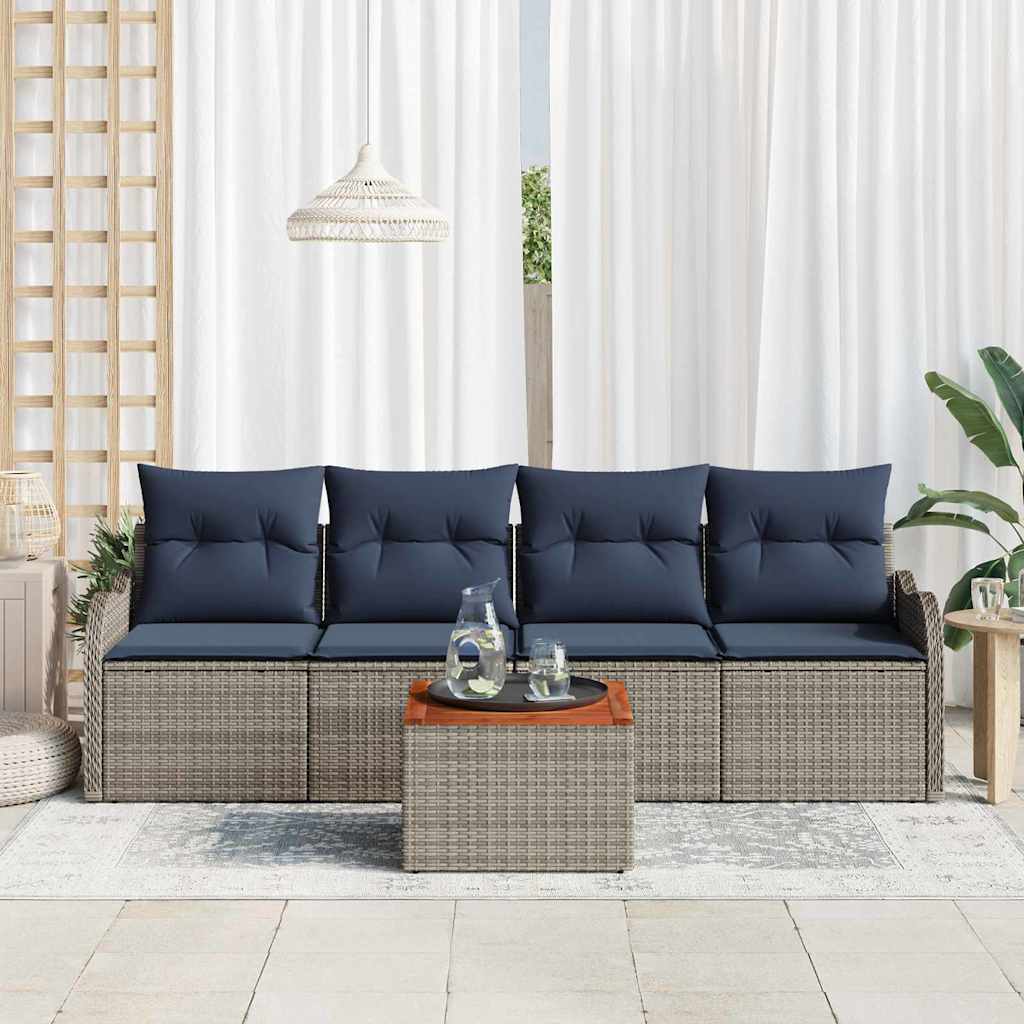 vidaXL Tuinbankenset 5 st 4-Aantal zitplaatsen Grijs en Marineblauw