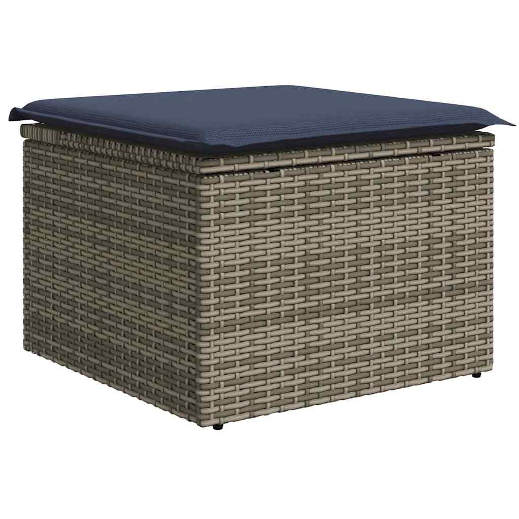 vidaXL Tuinbankenset 6 st Grijs en Marineblauw poly rattan