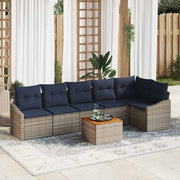 vidaXL Tuinbankenset met opslag 7 pcs Grijs en Marineblauw poly rattan