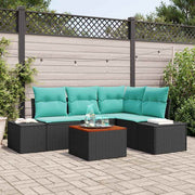 vidaXL Tuinbankenset 5 st Zwart en Turquoise poly rattan